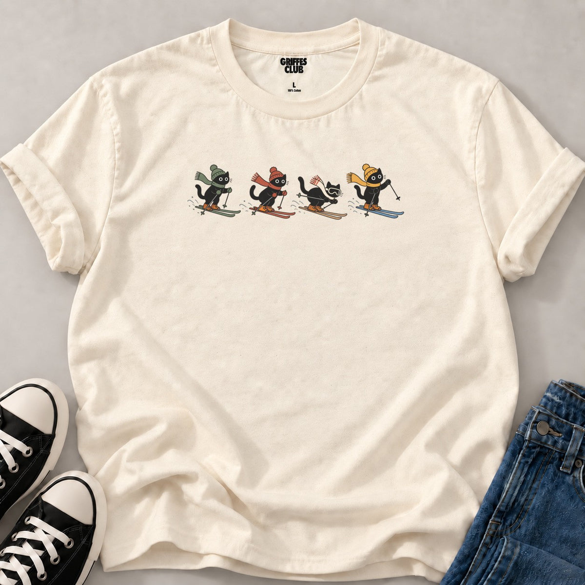 T shirt Chats au ski — Natural
