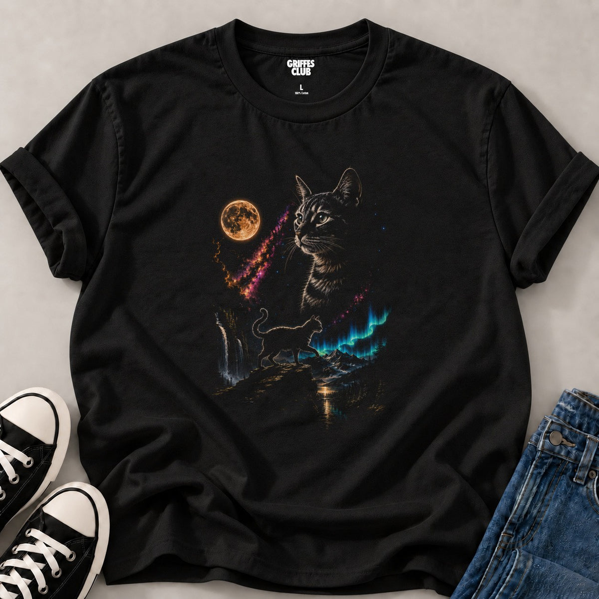 T shirt Chats cosmiques — Black