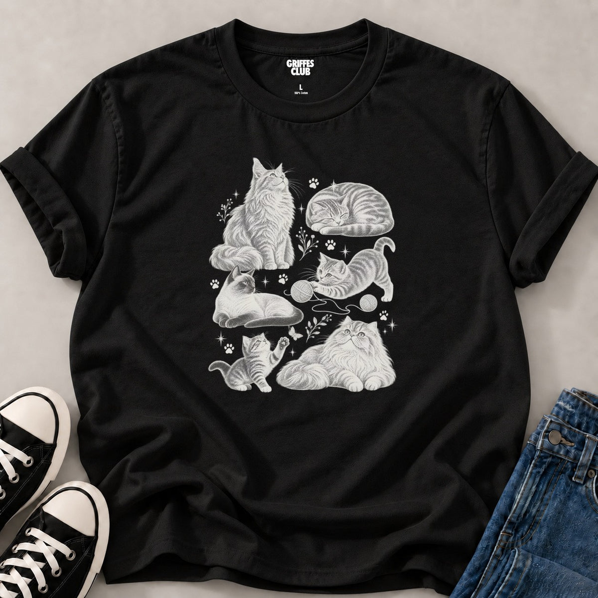 T shirt Chats douceur — Black