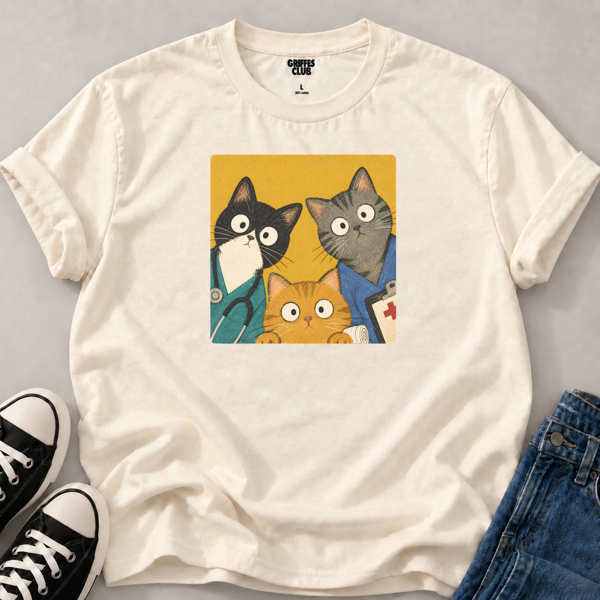 T shirt Chats equipe medicale — Natural