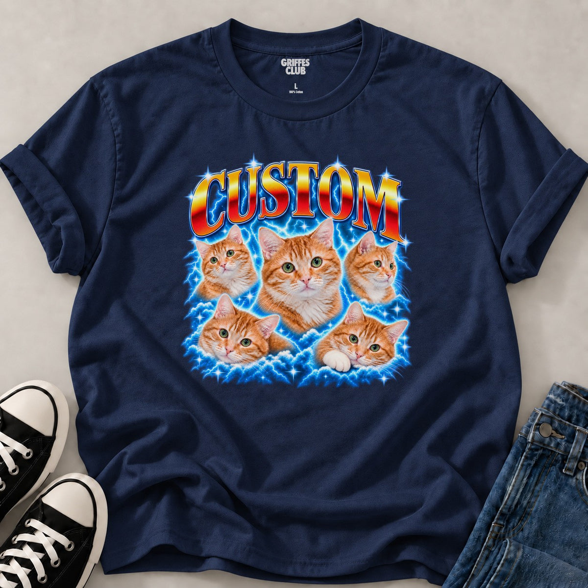 T shirt Chats personnalisés roux — Navy