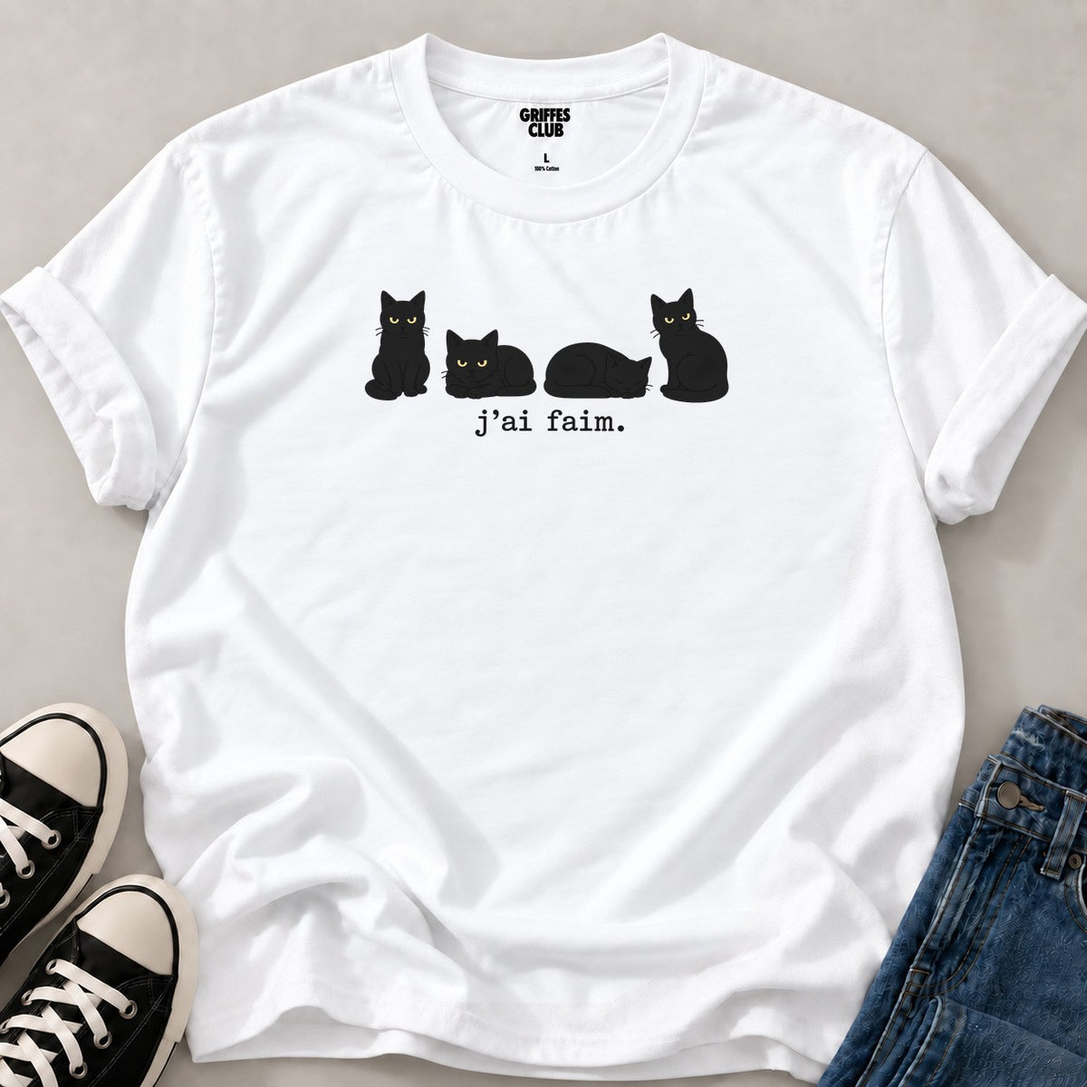 T shirt Chats toujours affames — White