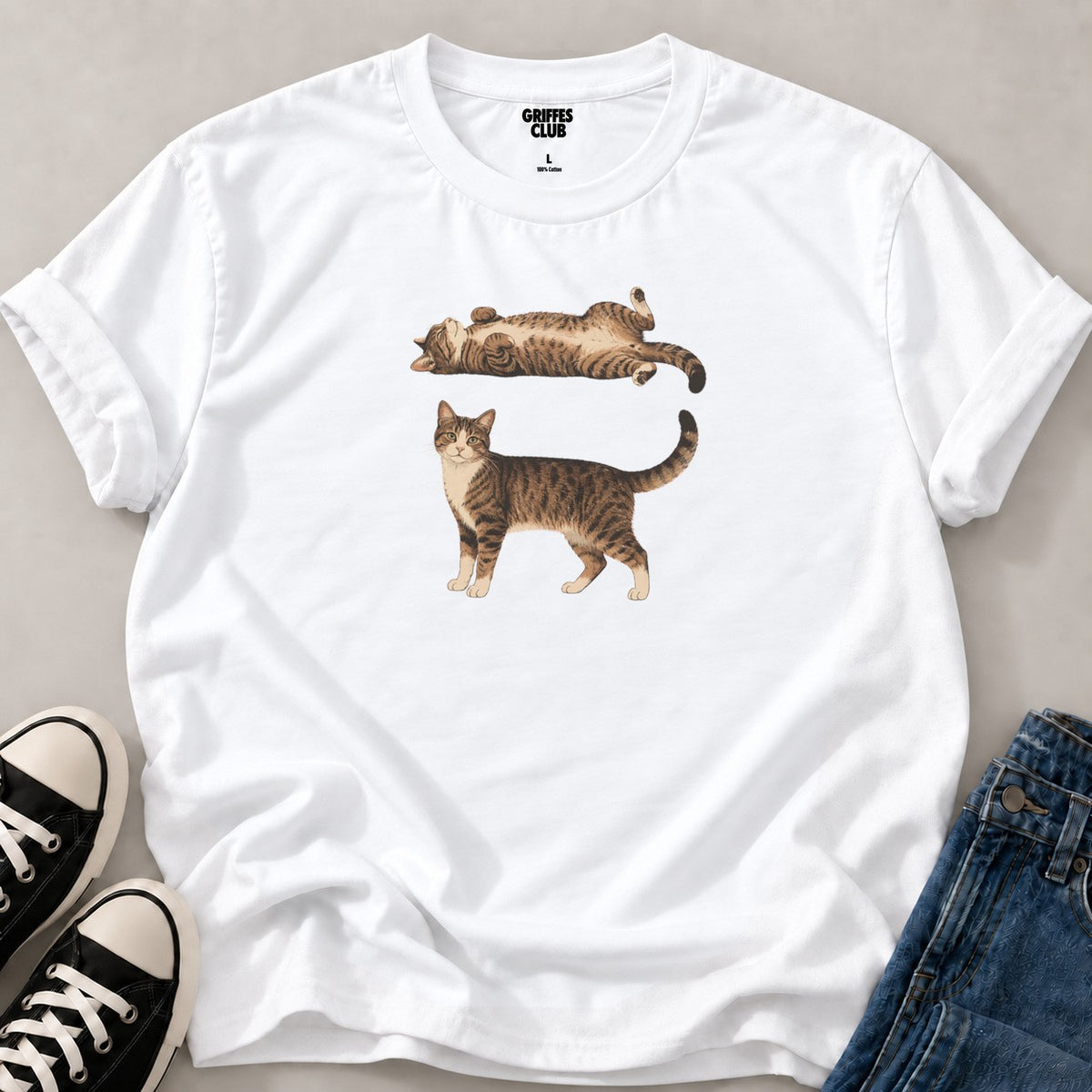 T shirt Duo de chats tigrés — White
