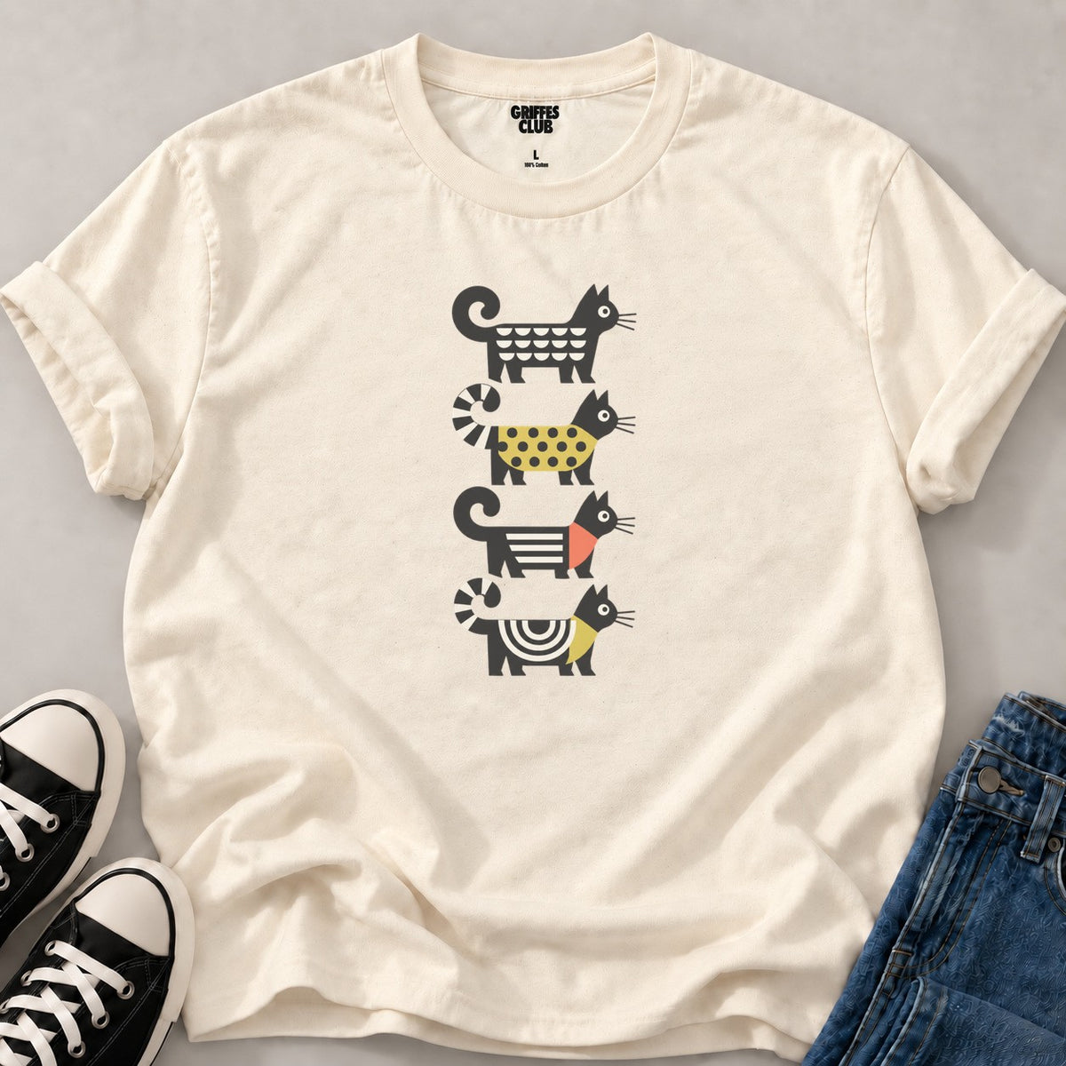 T shirt Quatuor de chats — Natural