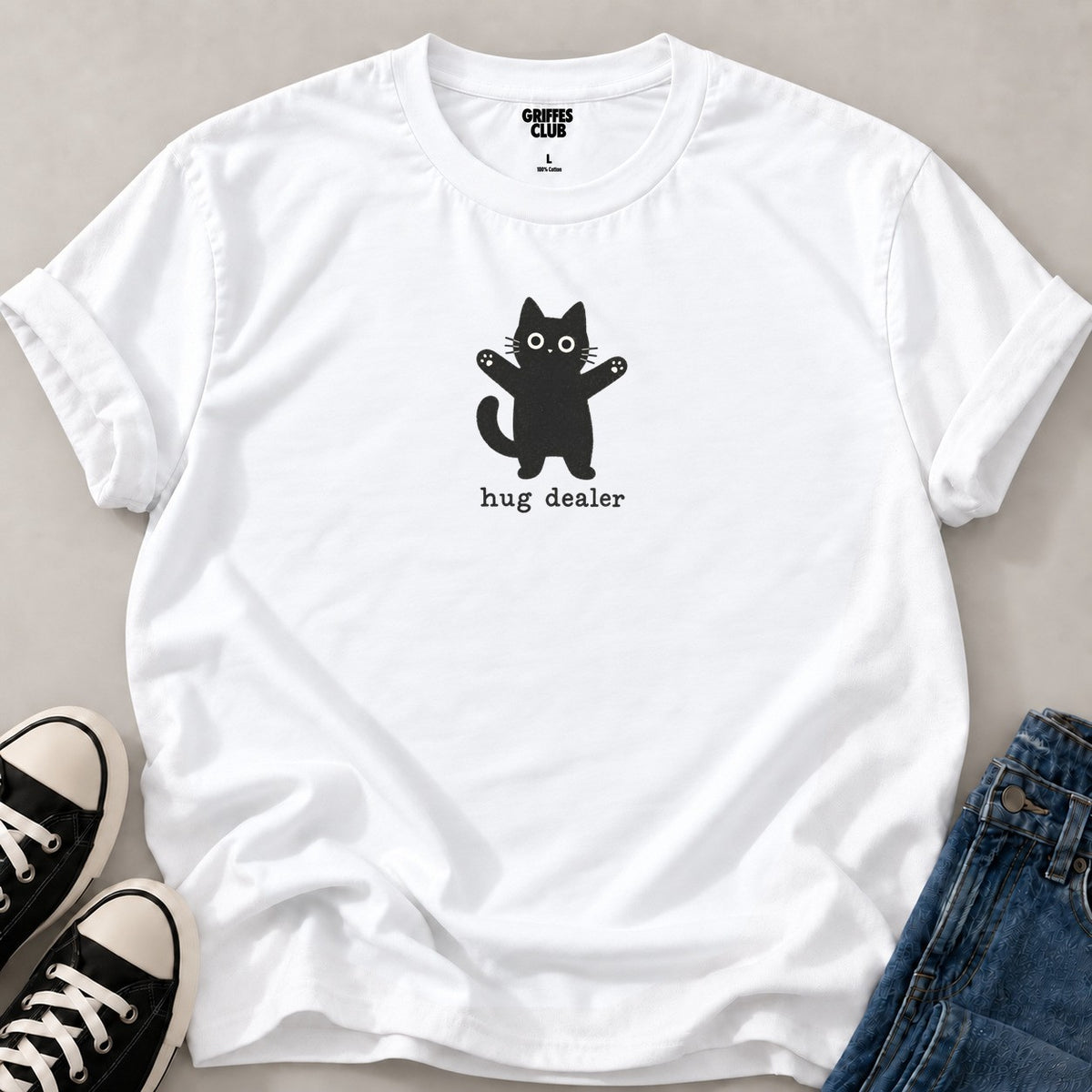 T-shirt Chat distributeur de câlins — White
