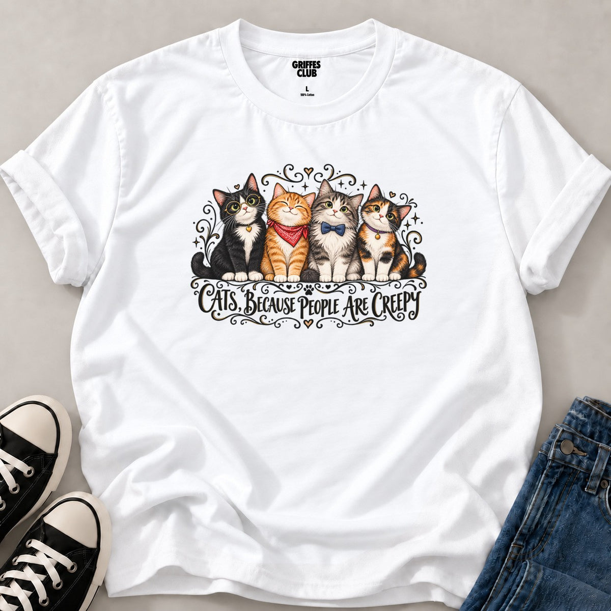 T-shirt Les chats d’abord — White