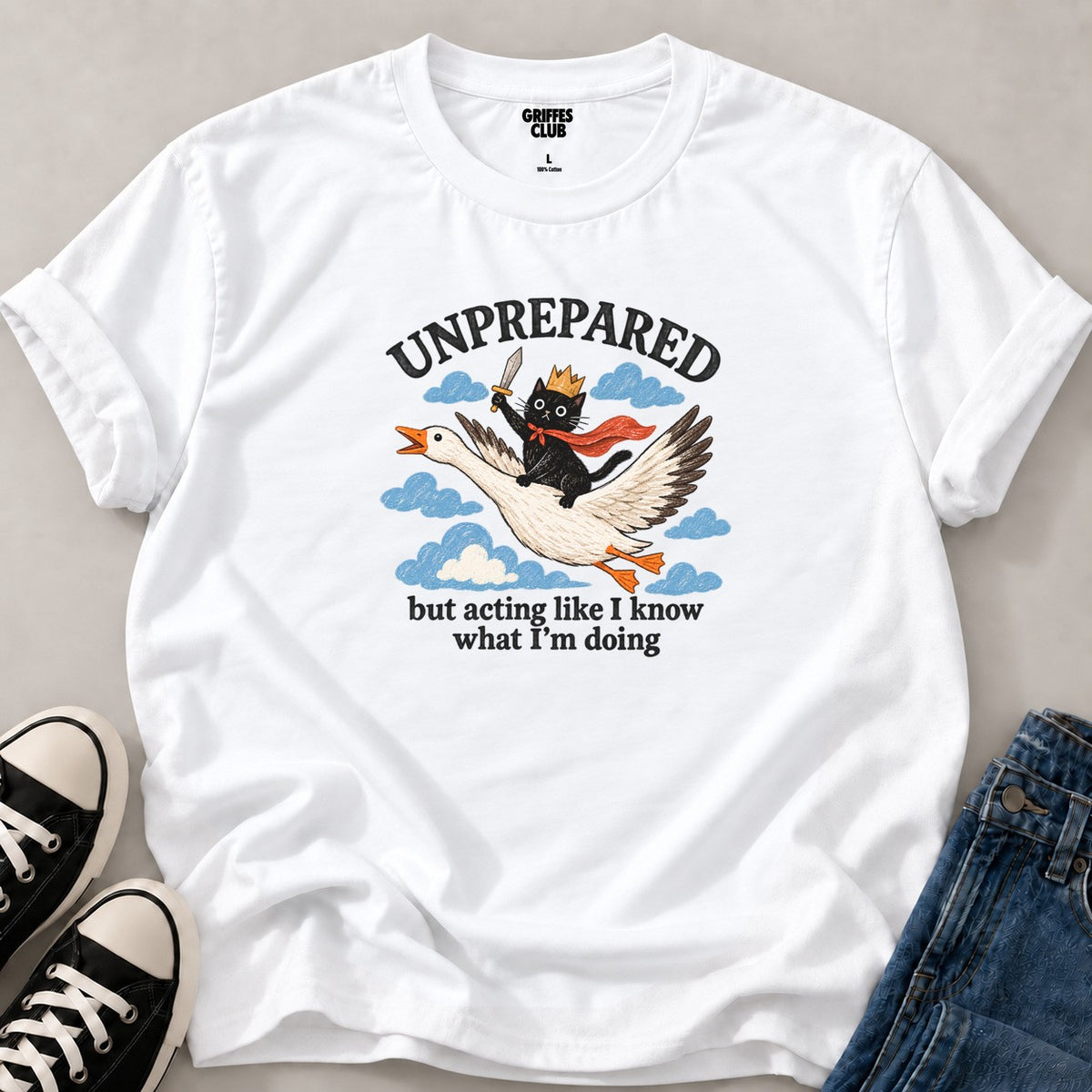 T-shirt Chat improvisateur — White