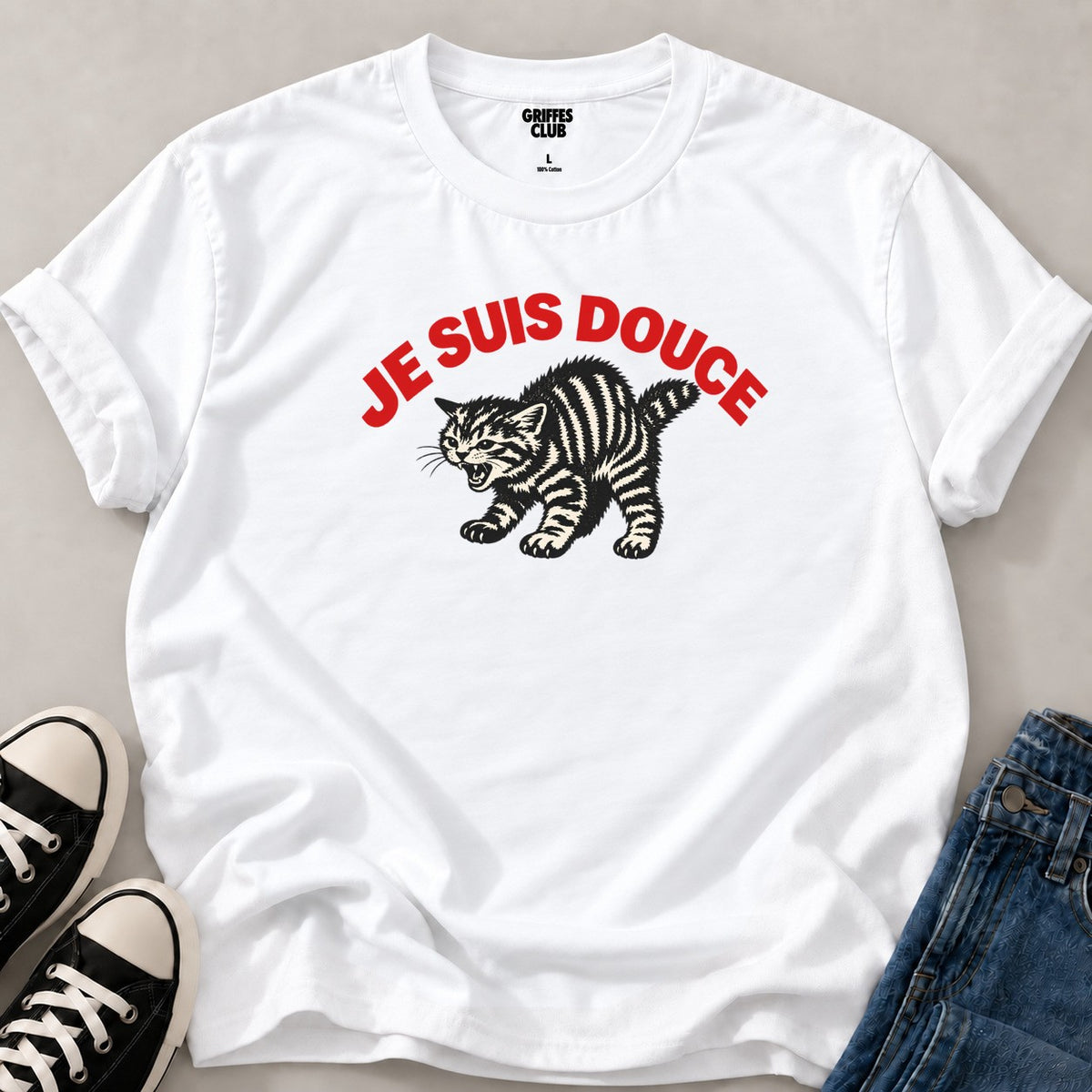 T-shirt_Chat_Je_suis_douce — White