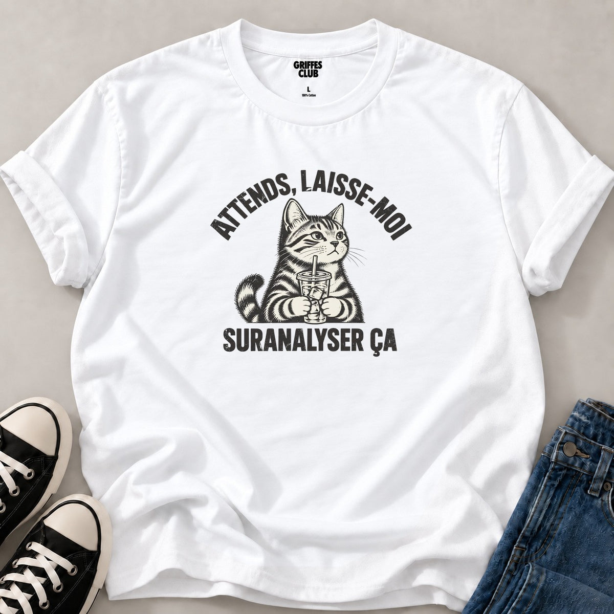 T-shirt_Chat_overthinker — White