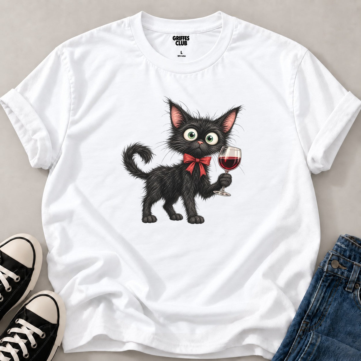 T-shirt_Chat_gentleman — White