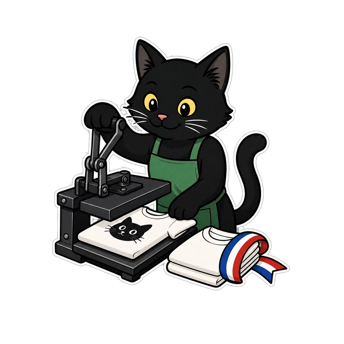 Chat GRIFFES CLUB imprimant un t-shirt en France.