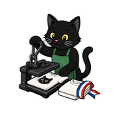 Chat GRIFFES CLUB imprimant un t-shirt en France.